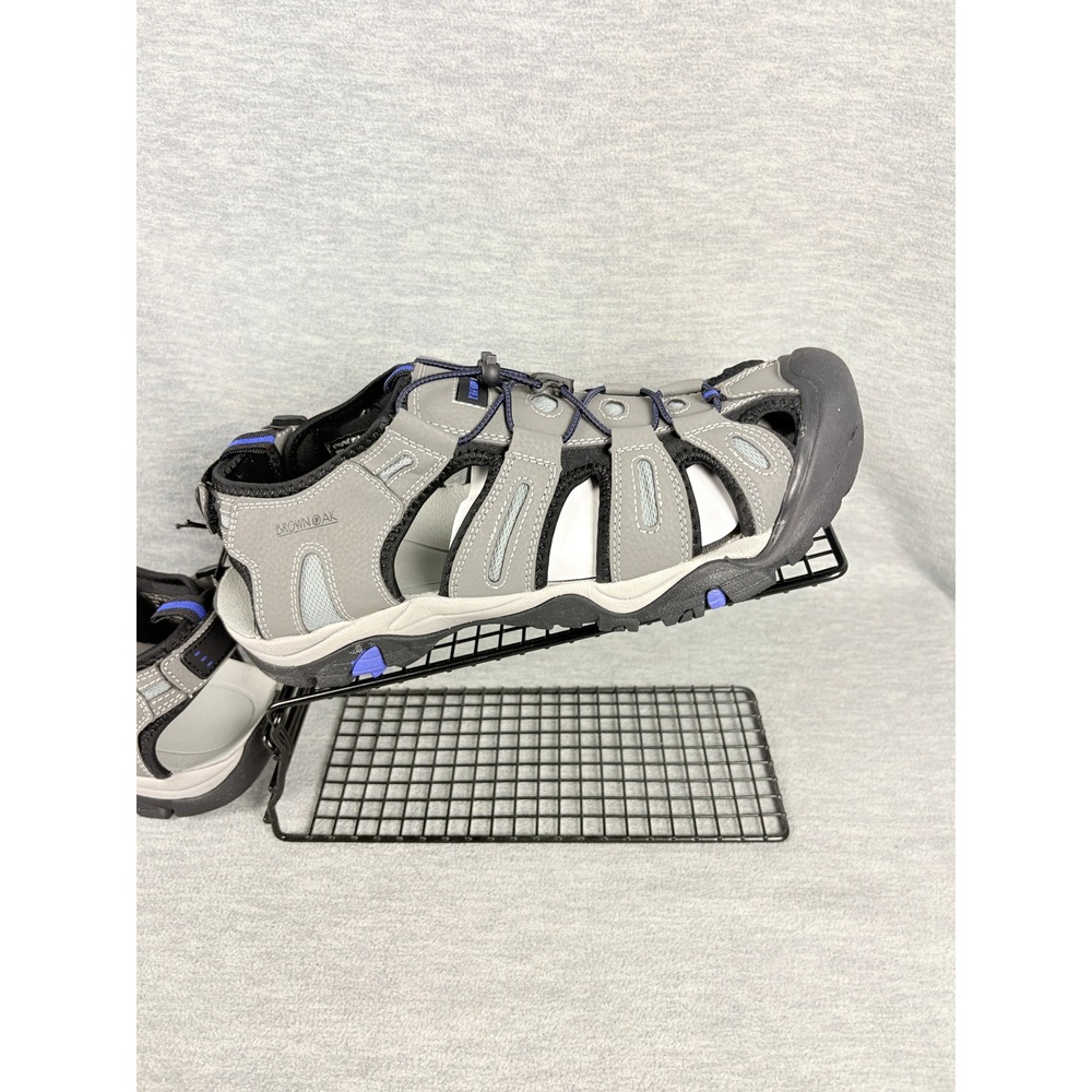 Brown Oak Sport Sandals Mens 12 Gray Blue Closed Toe Hiking Shoes